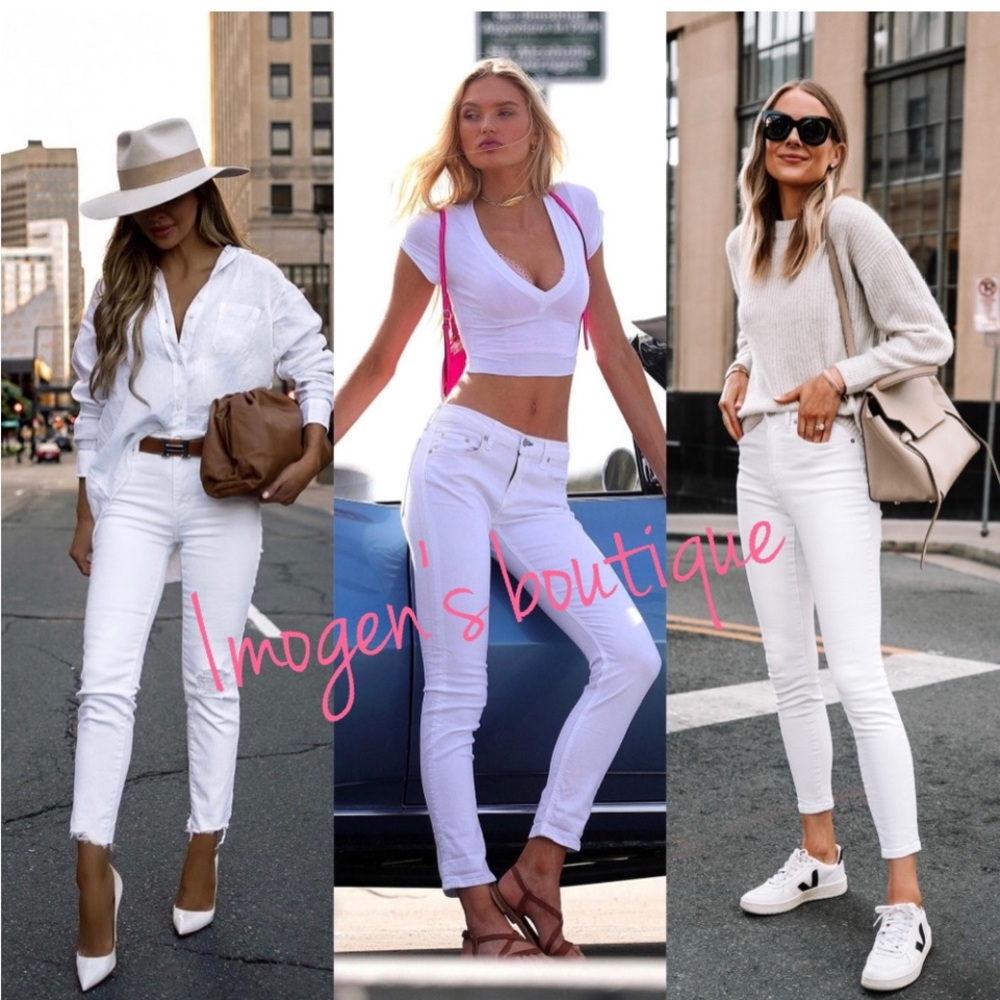 NWT 24 Rag and bone high rise white skinny jeans 30” inseam frayed hem